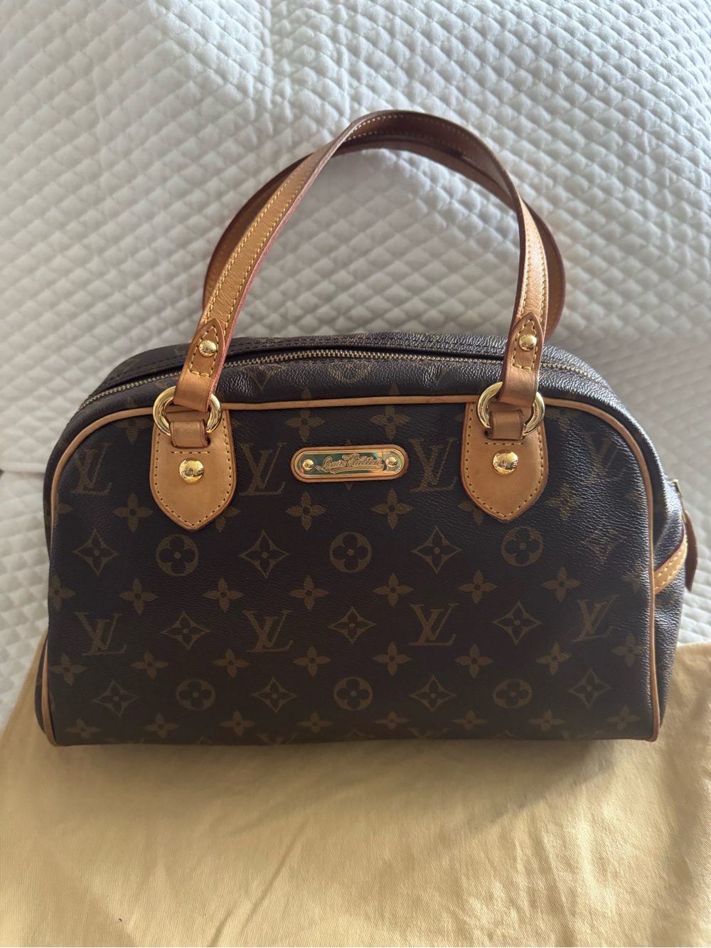 Louis Vuitton Monogram Canvas Top-Handle Satchel in Brown and Tan